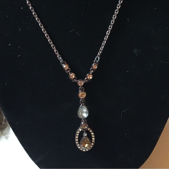 Givenchy Copper and Amber Rhinestone Necklace - Picture 3 of 8